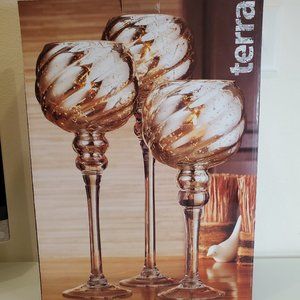 3 Piece Glass Hurricane Tabletop Decor